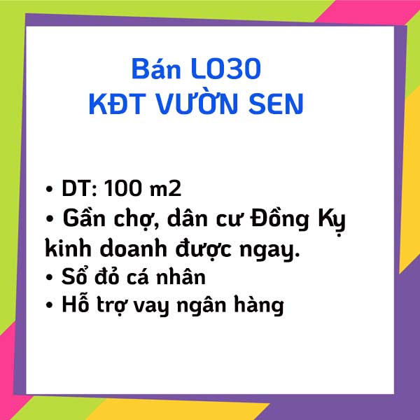 Bán đất nền LO30 ku đô thị Vườn Sen Bắc Ninh - Cơ hội sở hữu BĐS giá rẻ
