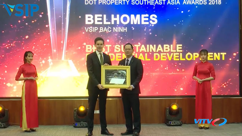 khu đô thị Belhomes nhận giải thưởng đô thị phát triển bền vững tốt nhất đông nam á do Dot propety trao tặng năm 2018